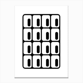 Brutalist Window Eye Architecture Big Border Black on White Canvas Print