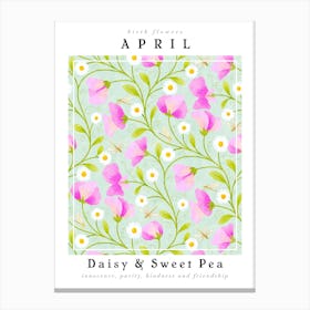April Birth Flowers Daisy & Sweet Pea Canvas Print