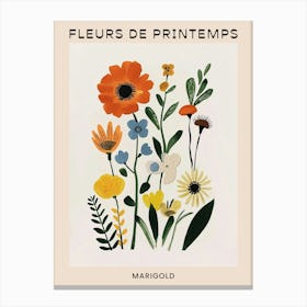 Spring Floral French Poster  Marigold 1 Canvas Print