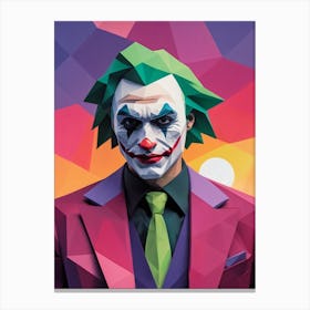 Joker Portrait Low Poly Geometric (28) Canvas Print