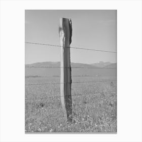 Fence On Cruzen Ranch,Valley County, Idaho, Aaa (Agricultural Adjustment Administration) Has Painted Out This Canvas Print