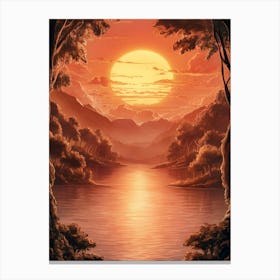 Sunset Over The Lake Canvas Print