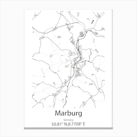 Marburg,Germany Minimalist Map Canvas Print