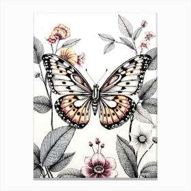 Butterfly On A Flower 1 Canvas Print