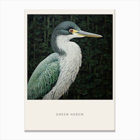 Ohara Koson Inspired Bird Painting Green Heron 2 Poster Canvas Print