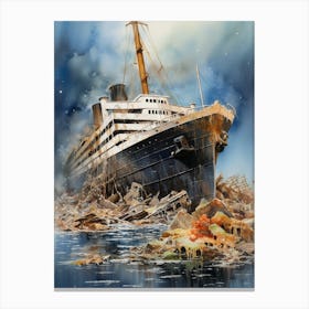 Titanic White Star Watercolour 2 Canvas Print