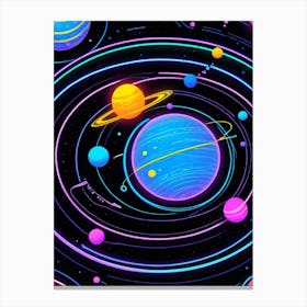 Default Neon Black Light Sgraffito Solar System 3d Illustratio 2 (8) Canvas Print