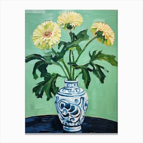 Flowers In A Vase Still Life Painting Chrysanthemum 4 Canvas Print