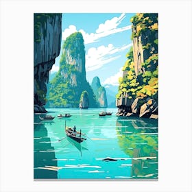 Phuket, Thailand, Flat Illustration 2 Canvas Print