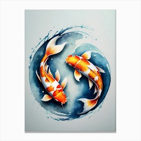 Koi Fish Yin Yang Painting (26) Canvas Print