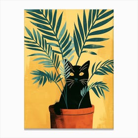 Cute Black Cat in a Plant Pot 9 Canvas Print