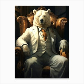 Polar Bear In A Suit Canvas Print