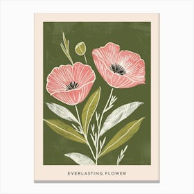 Pink & Green Everlasting Flower 2 Flower Poster Canvas Print