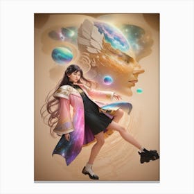 Girl In Space 1 Canvas Print