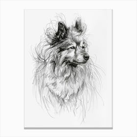 Malmute Furry Dog Line Sketch 2 Canvas Print