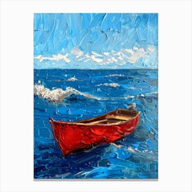 Red Boat In The Ocean 3 Canvas Print