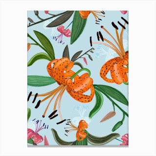 Leopard Lily Pattern Canvas Print