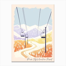 Poster Of Park City Mountain Resort   Utah, Usa, Ski Resort Pastel Colours Illustration 3 Canvas Print
