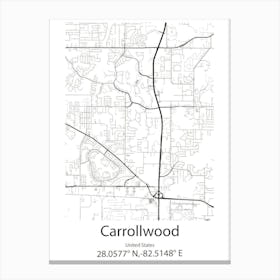 Carrollwood,United States Minimalist Map 1 Canvas Print