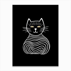 Black And White Cat Line Drawing 5 Canvas Print