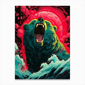Bear In The Water 4 Canvas Print