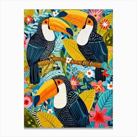 Kitsch Colourful Toucans 1 Canvas Print