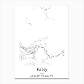 Passy,France Minimalist Map Canvas Print