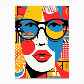Geometric Face With Patterns And Sunglasses 2 Canvas Print
