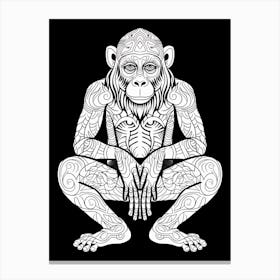 Thinker Monkey Tribal Illustration 6 Canvas Print
