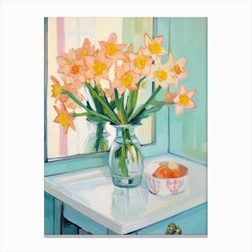 A Vase With Daffodil, Flower Bouquet 2 Canvas Print