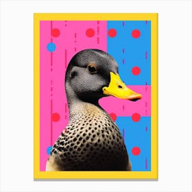 Black Abstract Geometric Duck Risograph Inspired Print 3 Canvas Print