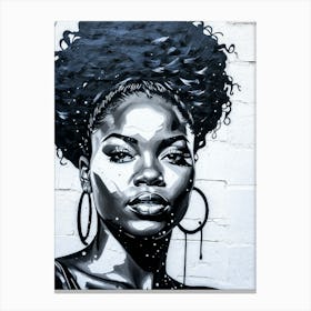 Graffiti Mural Of Beautiful Black Woman 116 Canvas Print