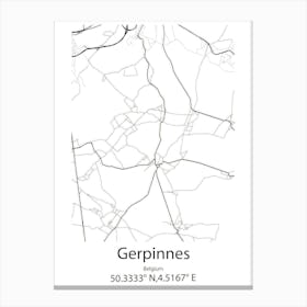 Gerpinnes,Belgium Minimalist Map Canvas Print