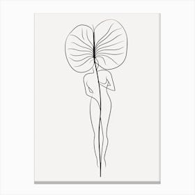 Line Art Woman Body And Leaf 0 Canvas Print