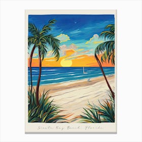 Poster Of Siesta Key Beach, Florida, Matisse And Rousseau Style 4 Canvas Print