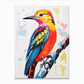 Colourful Bird Painting Woodpecker 3 Canvas Print
