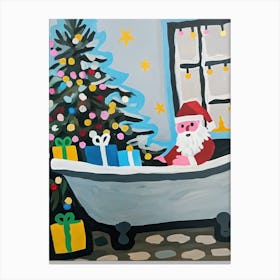 Santa In The Tub Canvas Print