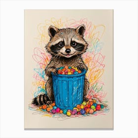 Raccoon With Candy Canvas Print