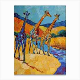 Giraffe By The River Canvas Print