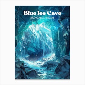 Blue Ice Caves Vatnajokull Glacier Travel Illustration Canvas Print