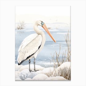 Winter Bird Painting Pelican 4 Canvas Print