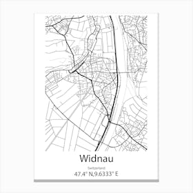 Widnau,Switzerland Minimalist Map Canvas Print