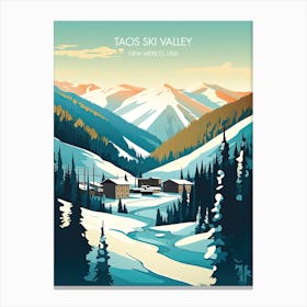 Poster Of Taos Ski Valley   New Mexico, Usa, Ski Resort Illustration 3 Canvas Print