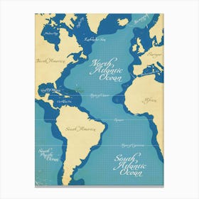 Vintage nautical world map Canvas Print