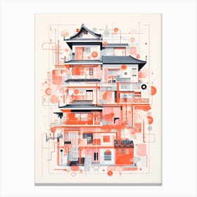 A House In Shangai, Abstract Risograph Style 1 Canvas Print