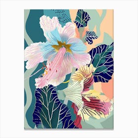 Colourful Flower Illustration Hollyhock 1 Canvas Print