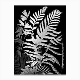 Sensitive Fern Wildflower Linocut Canvas Print