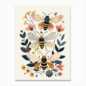 Colourful Insect Illustration Bee 4 Canvas Print