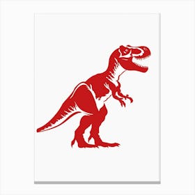 Red T Rex Silhouette 3 Canvas Print