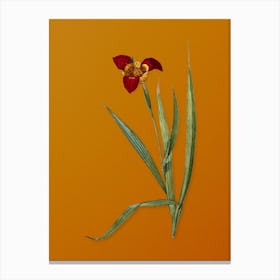 Vintage Tiger Flower Botanical on Sunset Orange n.0278 Canvas Print